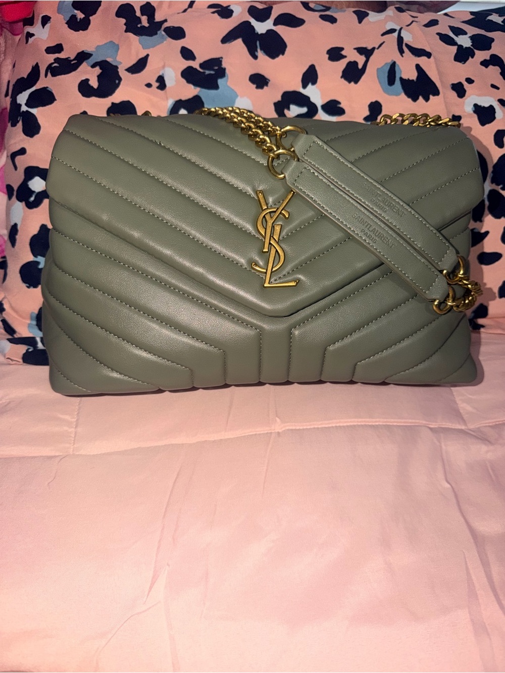 beautiful leather green olive bag